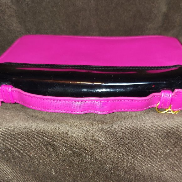JUICY COUTURE HOT PINK AND BLACK PATENT HANDBAG / CLUTCH - LIKE NEW! - Picture 6 of 9